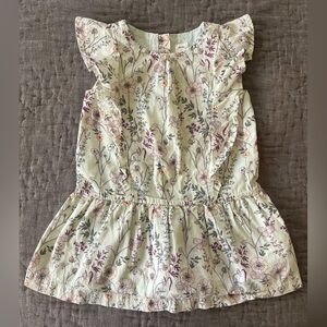Baby Gap Floral Ruffle Cap Sleeve Dress 2T dusty green button back 100% cotton